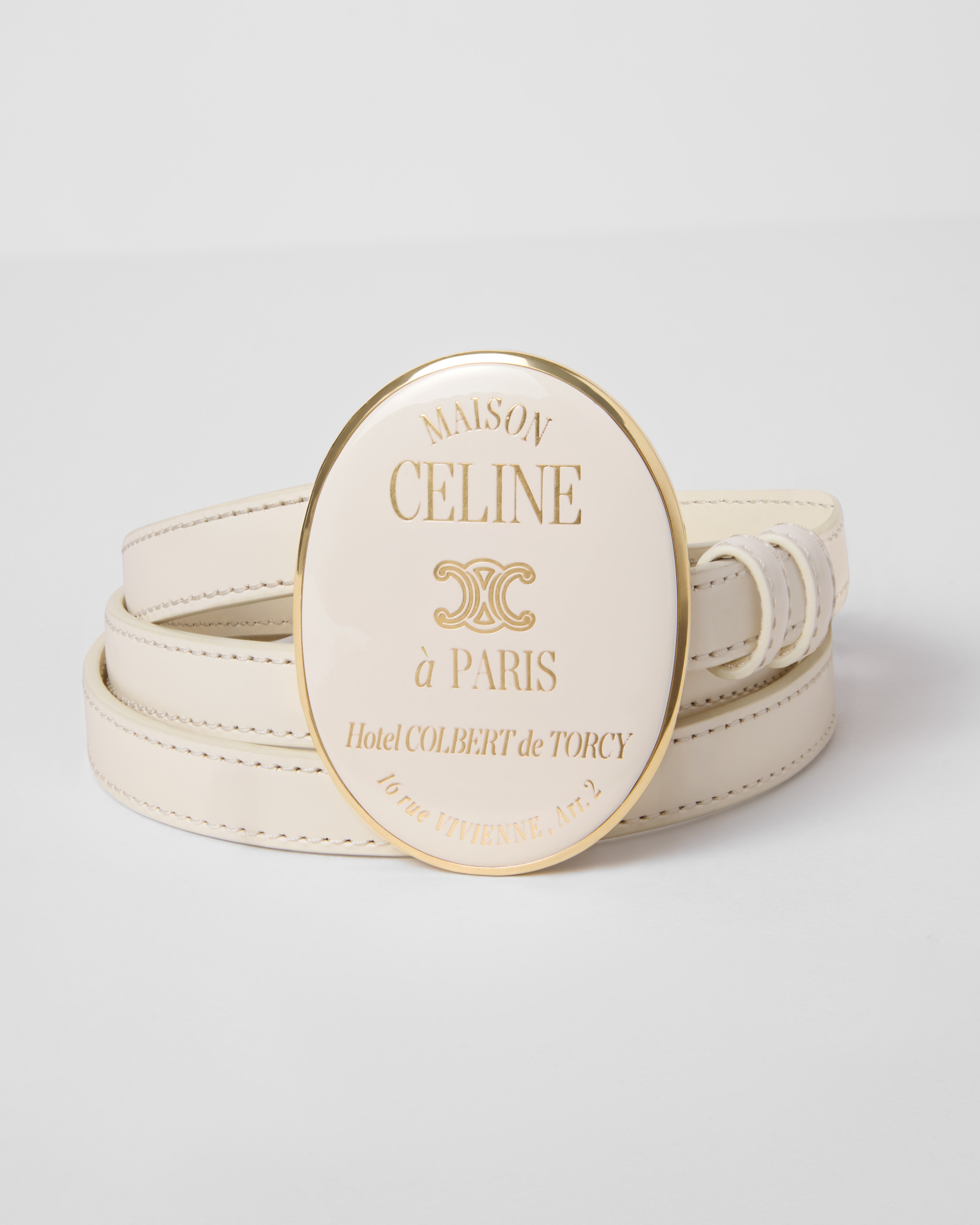 CELINE メゾン CELINE ベルト 13MM トリヨンレザー2026ss ミニ メゾン CELINE ベルト 13mm / トリヨンレザー＆バーニッシュ